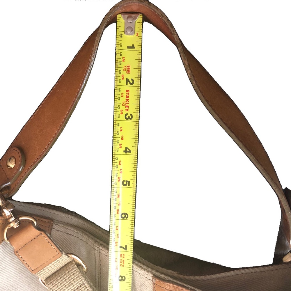 BURBERRY Blue Label Light Beige Canvas Bag with Leather Trim and Crossbody Strap - Picture 13 of 17